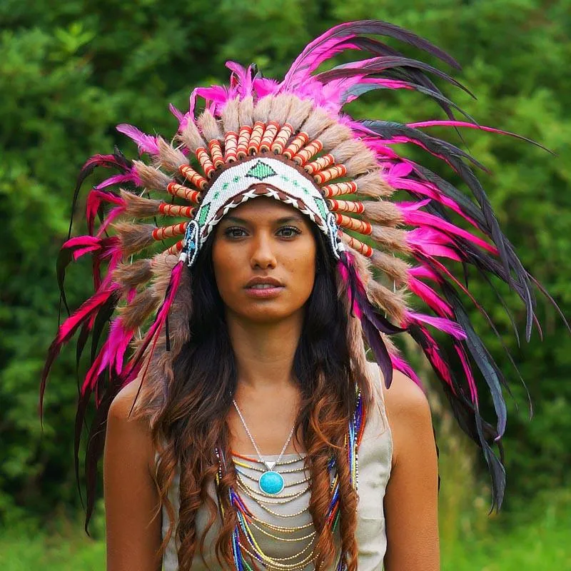 Pink Native American Headdress - 75cm