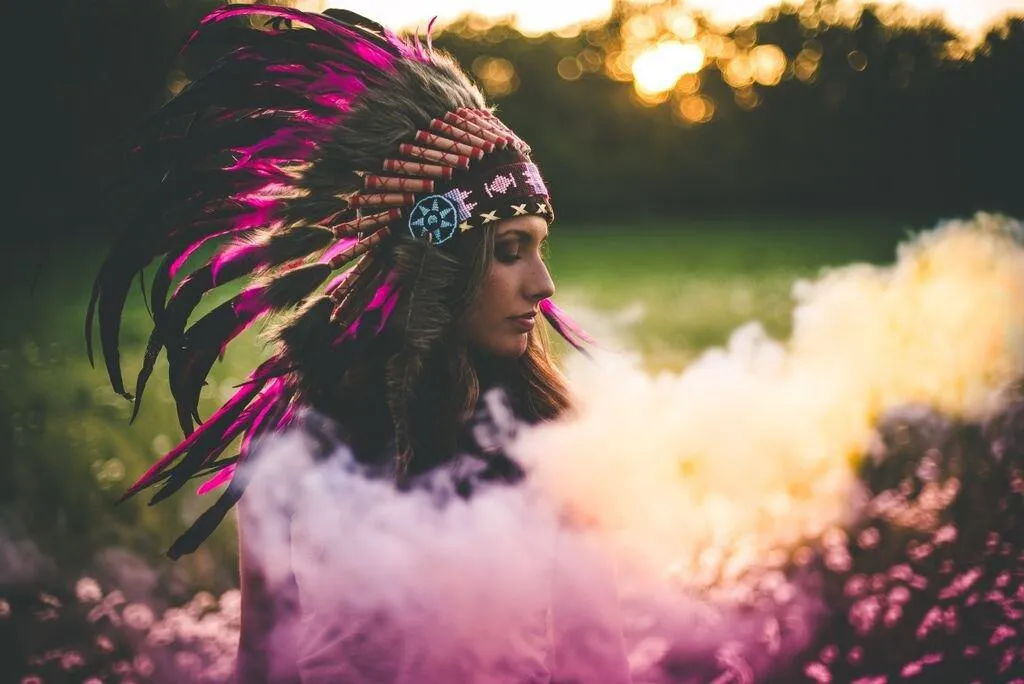 Pink Native American Headdress - 75cm