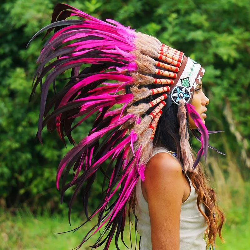 Pink Native American Headdress - 75cm