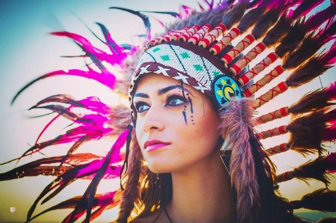 Pink Native American Headdress - 75cm