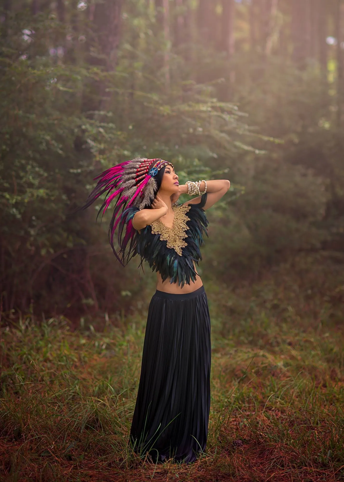 Pink Native American Headdress - 75cm