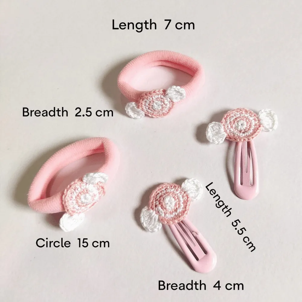 Pink Sweet Clip and Hair Tie set