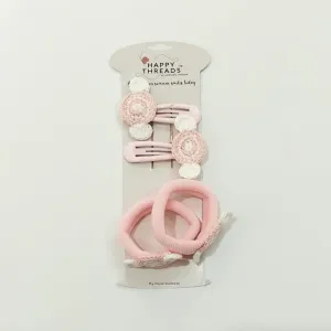 Pink Sweet Clip and Hair Tie set