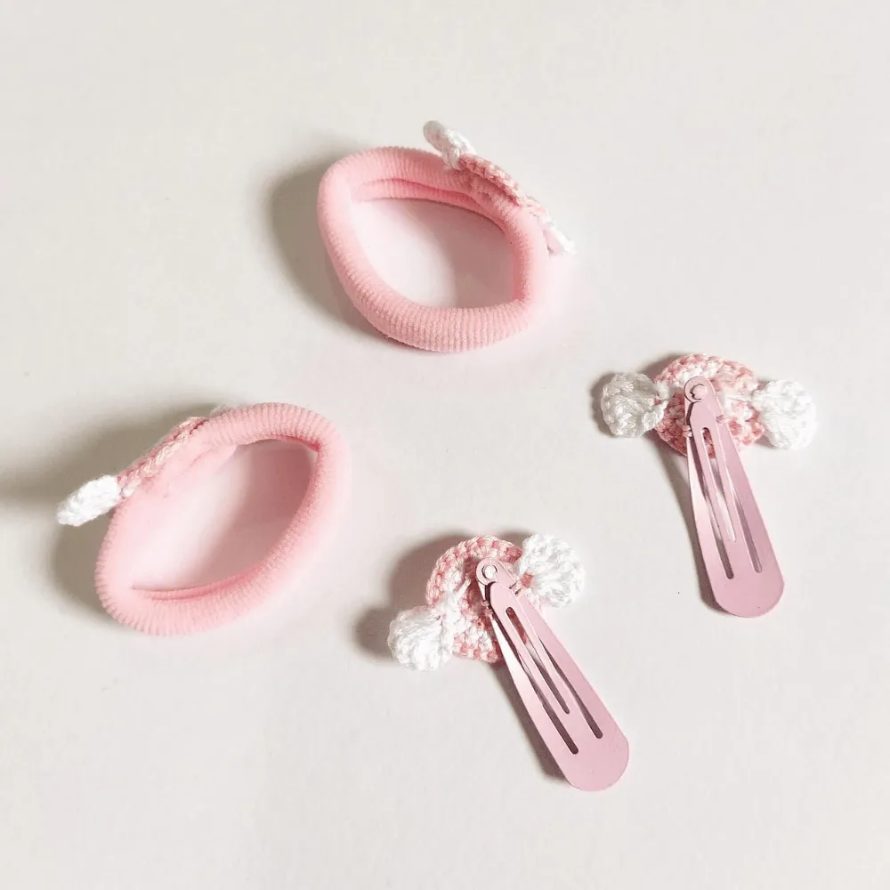 Pink Sweet Clip and Hair Tie set
