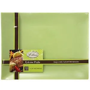 Pistachio 11.75" Rectangular Plastic Entree Plates (Case Qty: 120)