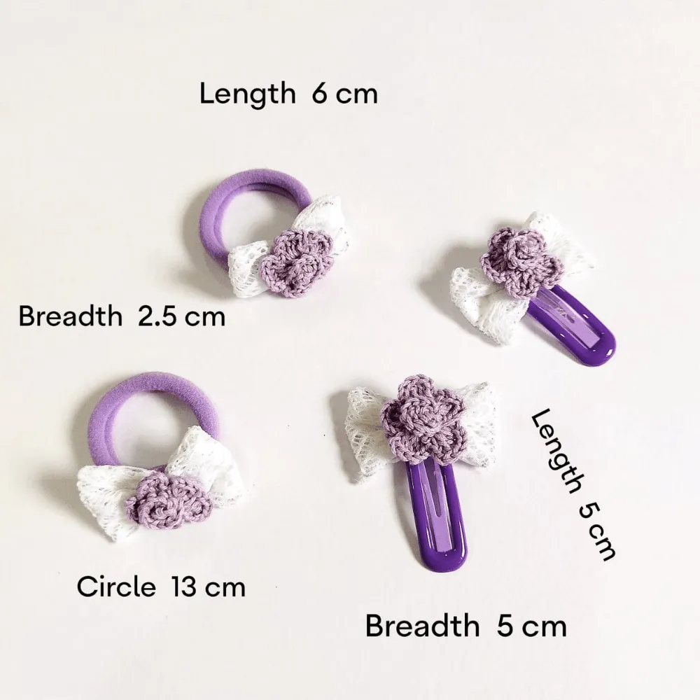 Purple Flower Clip and Hair Tie set