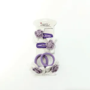 Purple Flower Clip and Hair Tie set