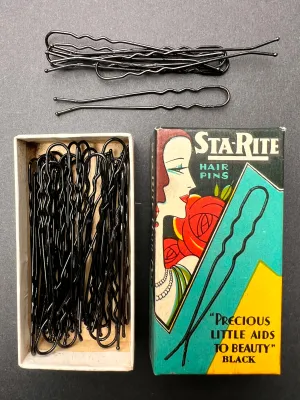 "Precious Little Aids to Beauty" 1920s Box of STA-RITE HAIR PINS