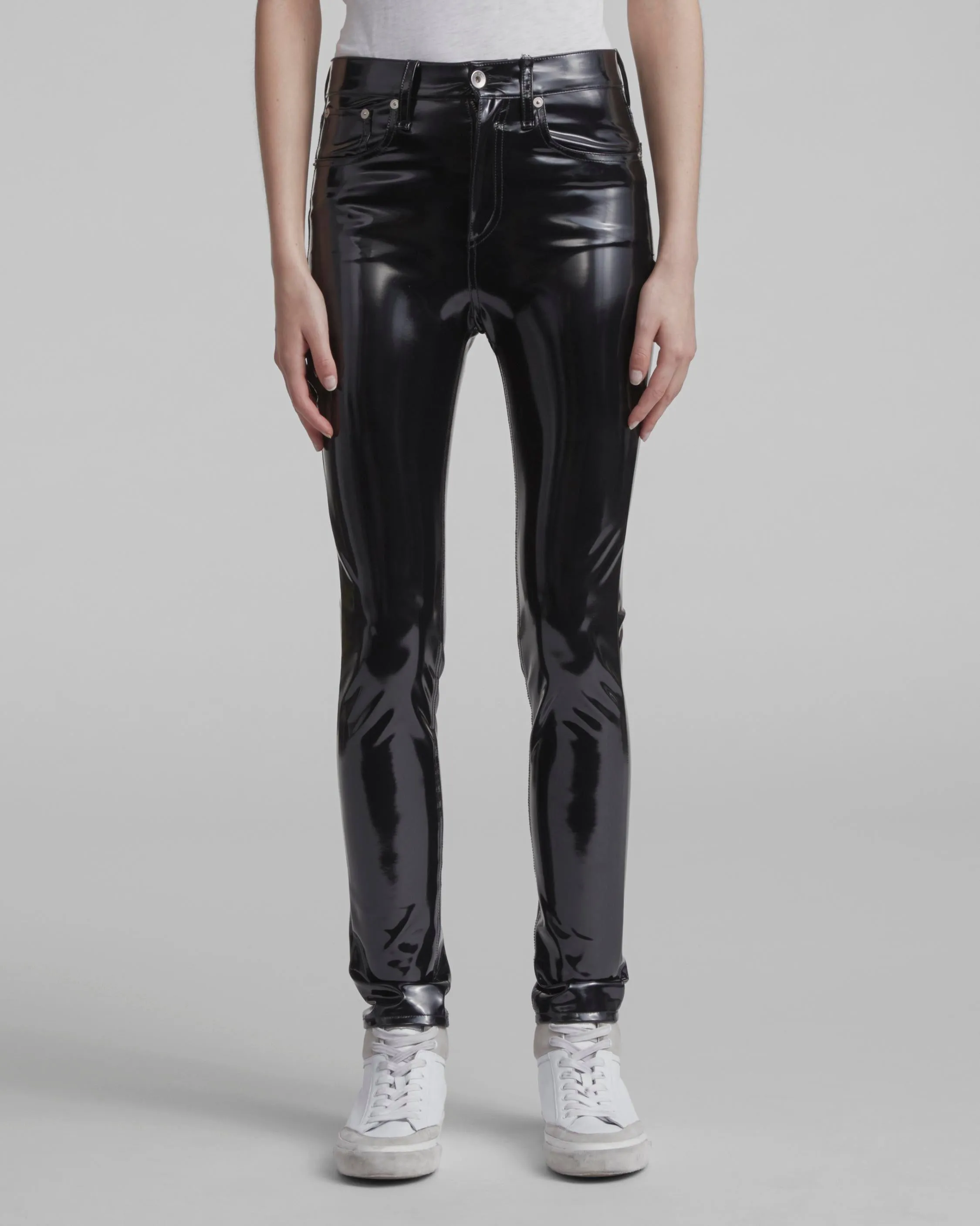 Rag & Bone - High Rise Vynyl Skinny Black