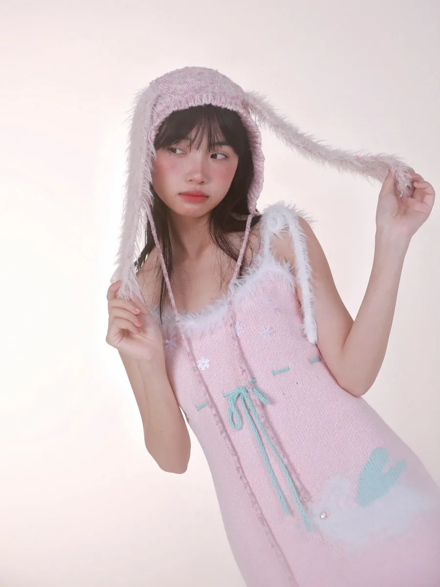 [Rose Island] Peach Bunny Long Eared Knitted Headband