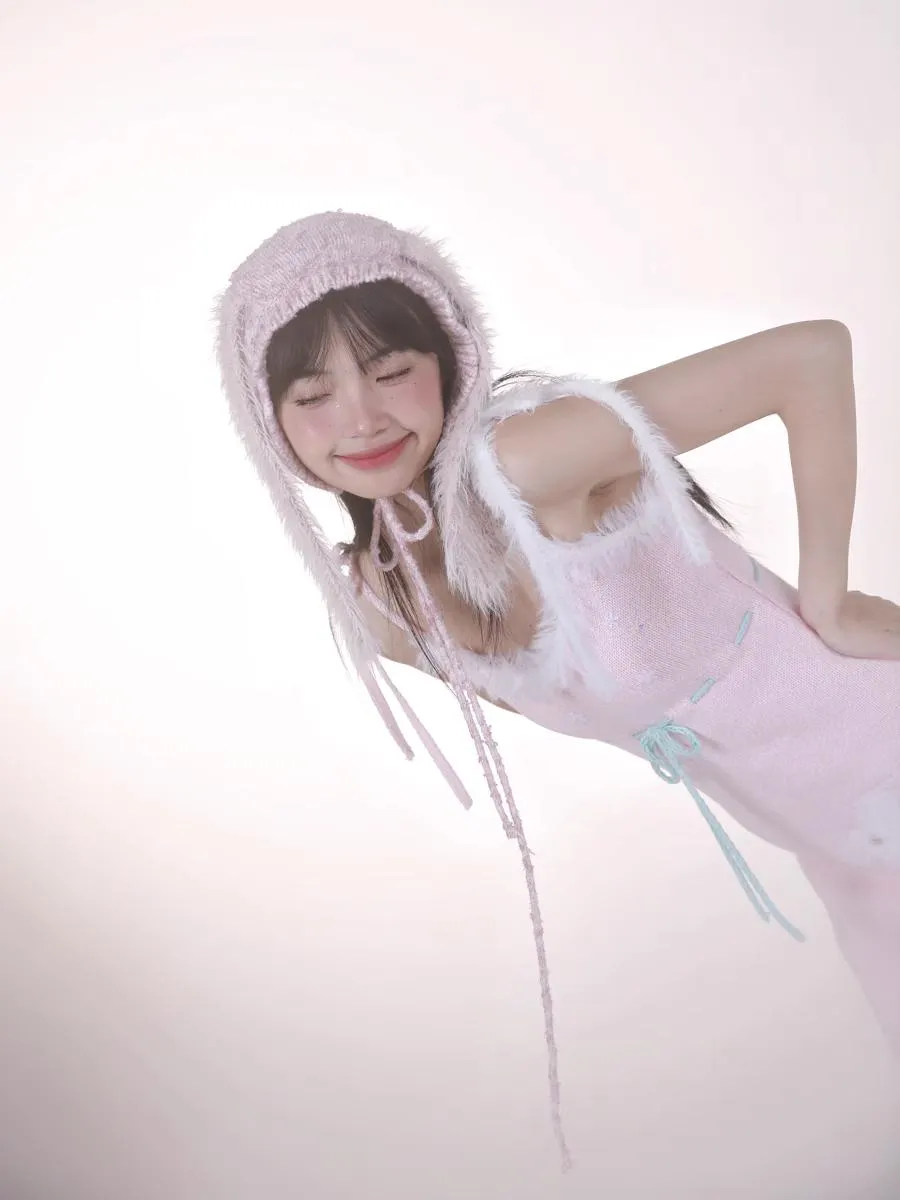 [Rose Island] Peach Bunny Long Eared Knitted Headband