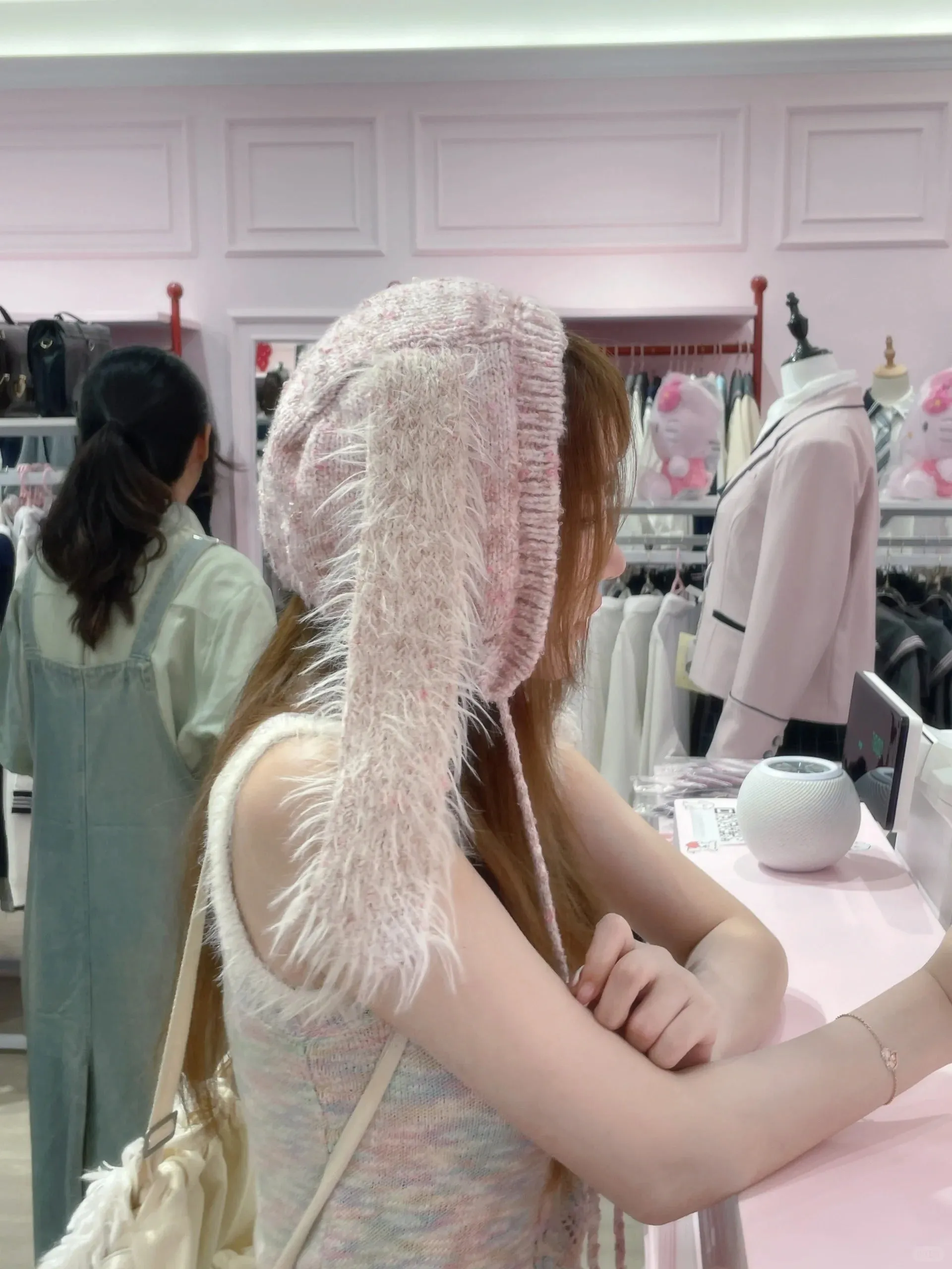 [Rose Island] Peach Bunny Long Eared Knitted Headband