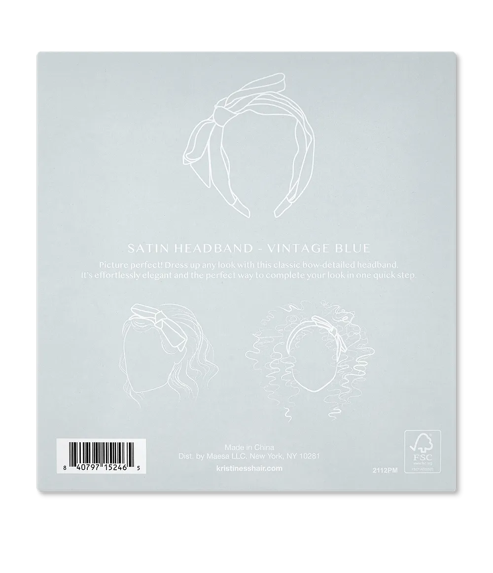 Satin Headband – Vintage Blue
