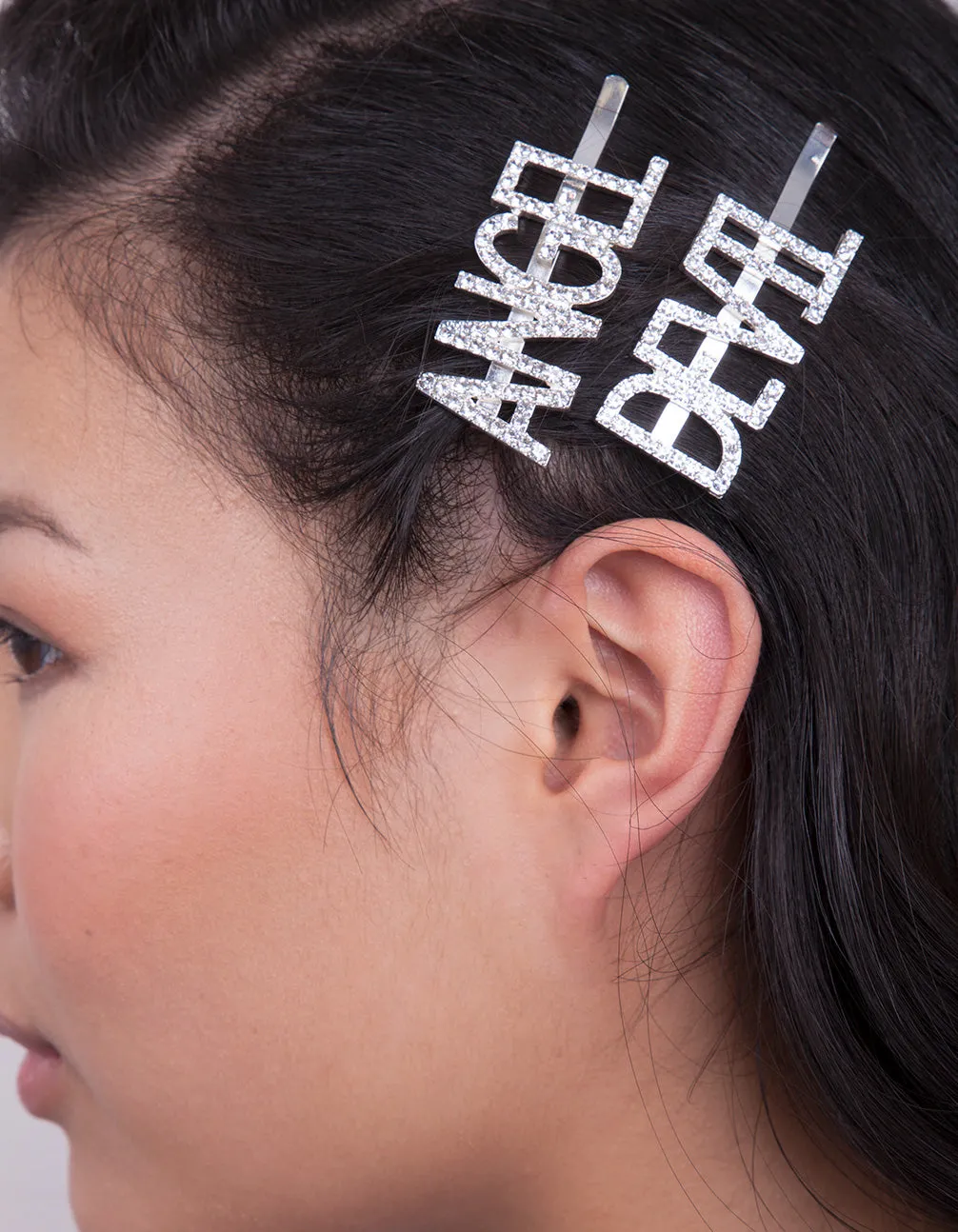 Silver Devil Angel Diamante Hair Clip Pack