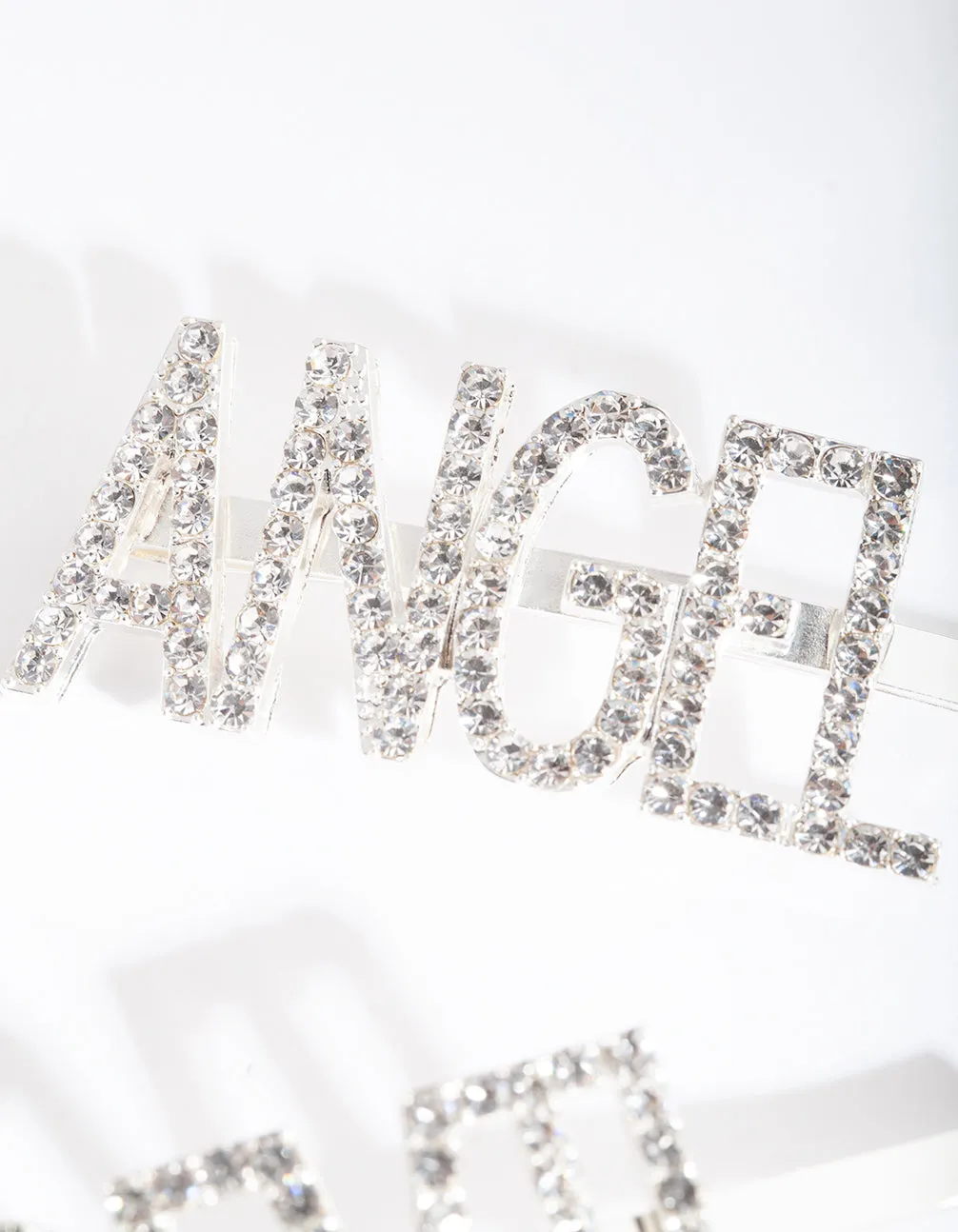 Silver Devil Angel Diamante Hair Clip Pack