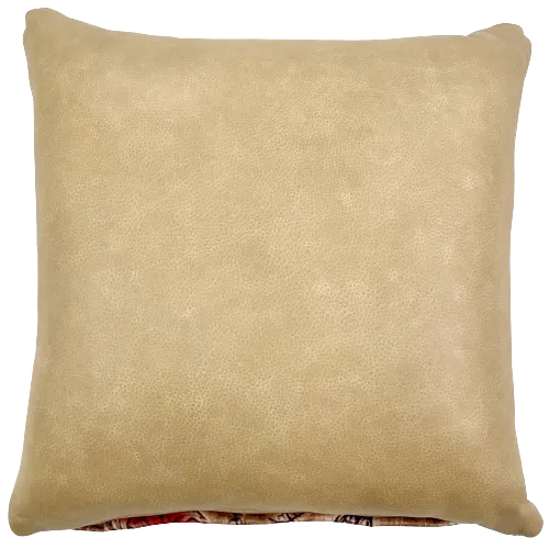 Square Pillow - Red Feather Print Leather - 18" x 18" (PIL154)