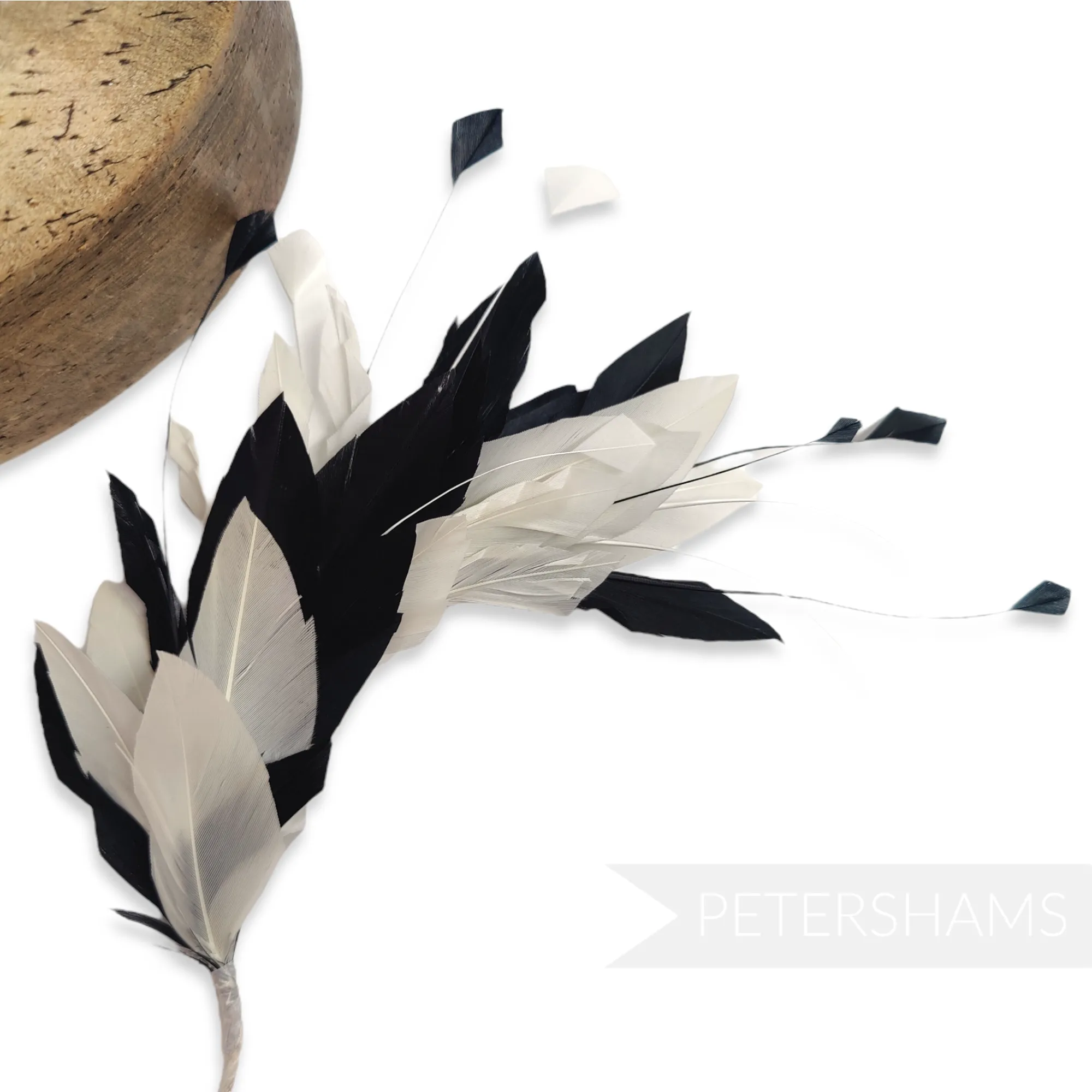 Stripped Diamond Coque & Goose Feather Wired Hat Mount