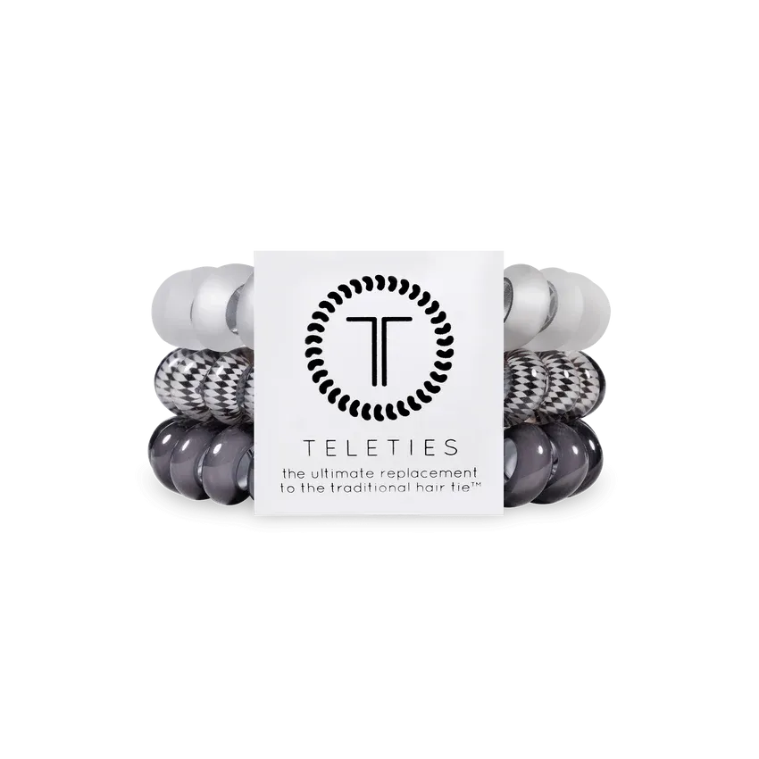 Teleties Hair Tie - Large Band Pack of 3 - Silver Flames