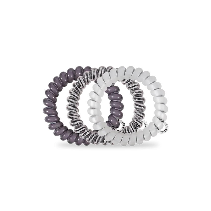 Teleties Hair Tie - Large Band Pack of 3 - Silver Flames