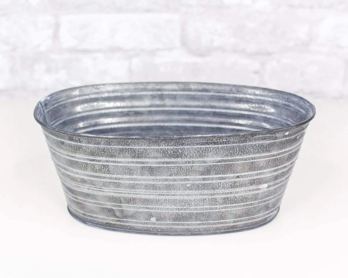 Tin Oval Tub - Galvanized