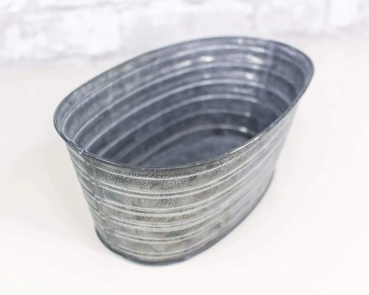 Tin Oval Tub - Galvanized