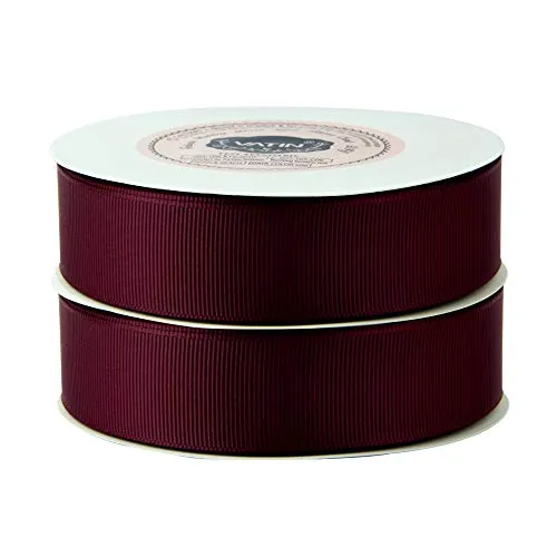 VATIN 1" Grosgrain Ribbon, 50-Yard,25 Yards Each Roll Perfect for Wedding Decor, Wreath, Baby Shower,Gift Package Wrapping and Other Projects Burgundy