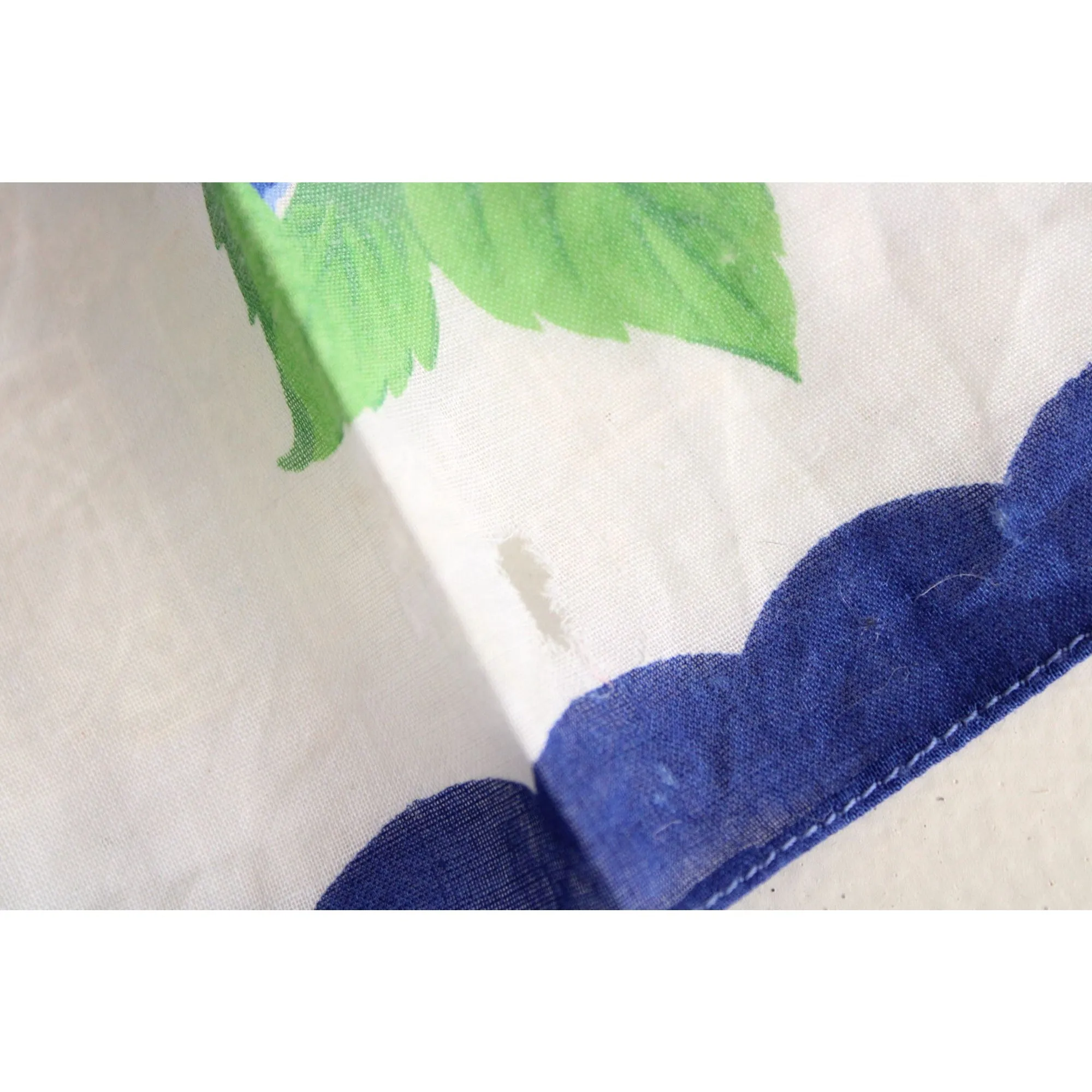 Vintage Blue Rose Flower Print Cotton Hanky
