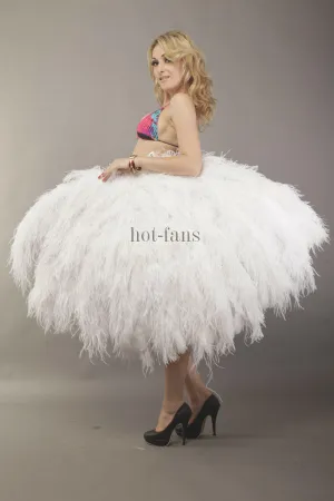 White 4 layers ostrich Feather Fan 35"x 67"