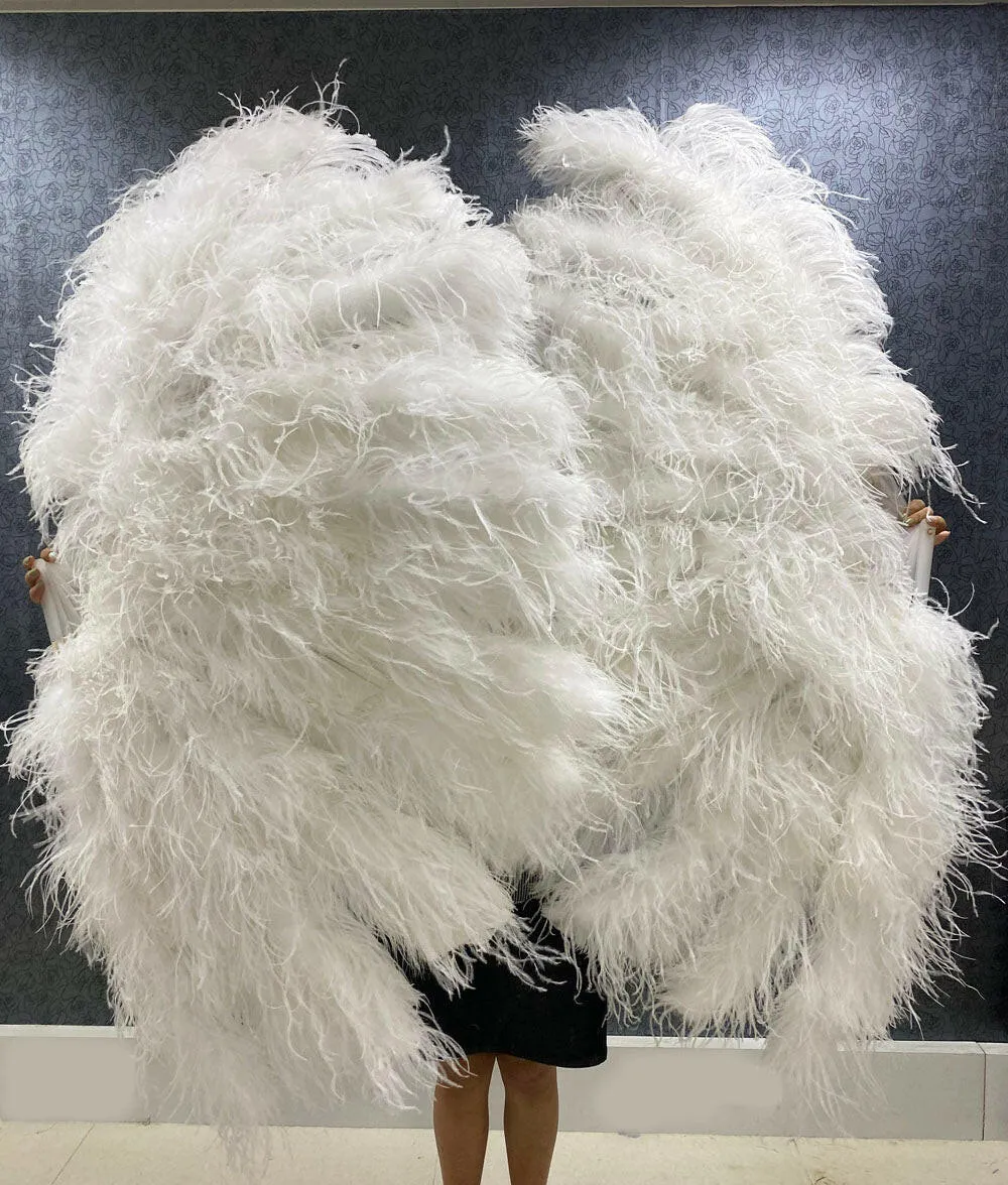 White 4 layers ostrich Feather Fan 35"x 67"