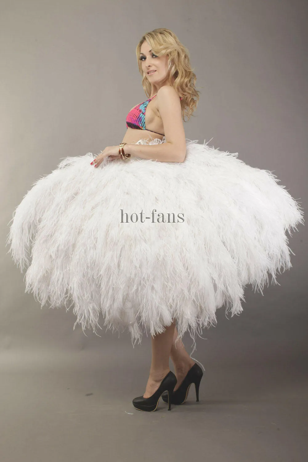 White 4 layers ostrich Feather Fan 35"x 67"