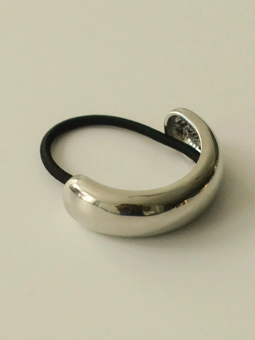 Wide Metal Cuff Hair Tie | Silver