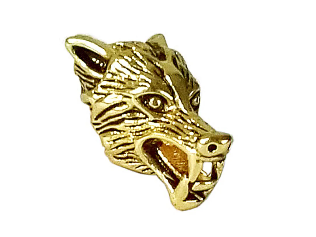 Wolf's Head Hair Bead - Gold