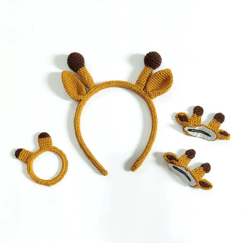 Yellow and Blue Hair Band, Clip and Hair Tie set